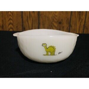 Fire King Anchor Hocking Cereal Bowl, Johnny Hart Grog Dinosaur